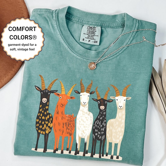 Colorful Goat Shirt for Women, Funny Farm Animal T-Shirt, Comfort Colors Tee, Rustic Country Graphic Shirt, Goat Lover Gift