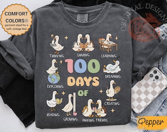 100 Tage Schule Gans Lehrer Shirt • Niedliches Klassenzimmer Lehrer T-Shirt • Lustige Aktivitäten zum 100