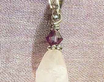 Pet Pendant/Keychain- Healing Rose Quartz Crystal/Amethyst Swarovski Crystal