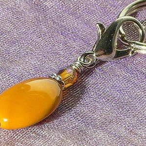 Pet Pendant/Keychain-Healing Mookaite gemstone/Citrine Swarovski crystal image 2
