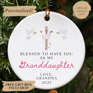 Custom Personalized Granddaughter Ornament, Gift From Grandma And Grandpa Keepsake To A Very Loved Granddaughter, Family Christmas Gift Xmas