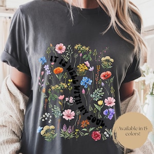 Comfort Colors Christian Shirt, It Is Well With My Soul Floral Religious Women Tshirt, Jesus Bible Verse Faith Tee, Botanical Wildflower
