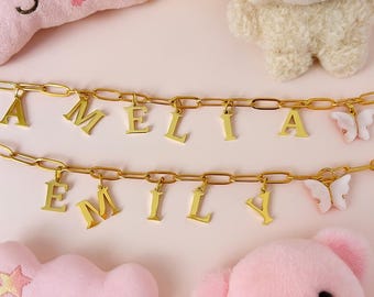 Kids Gold Name Necklace, Custom Children Jewelry Gift