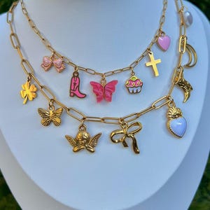 Build Your Own Custom Charm Necklace, Customizable Gold Charm Necklace, Multi Charm Necklace, Trendy Charm Necklace