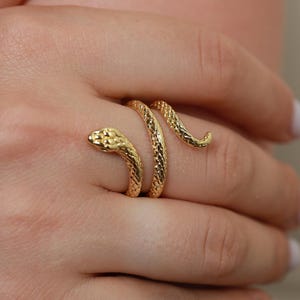 Vintage Snake Ring, Gold Snake Ring, Adjustable Snake Ring, Gold filled Ring, Gift For Her