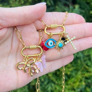 Build Your Own Custom Charm Carabiner Necklace, Custom Charm Necklace For Women, Personalized Jewelry, Trendy Charm Necklace