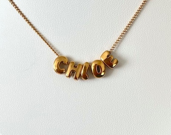 Collana con lettera a bolla 3D personalizzata: ciondolo iniziale personalizzato