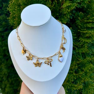 Build Your Own Custom Charm Necklace for Women, Mixed Multi Charm Necklace, Custom Gold Charm Necklace, Vintage Chunky Necklace, BF Gift