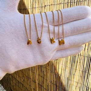 Gold Letter Initial Necklace: Personalized Monogram Charm