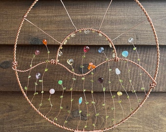 Twisted Copper 10 inch Hoop Trellis Wildflower Trellis Sunrise Hoya Trellis circle trellis Gemstone Trellis Crystal trellis