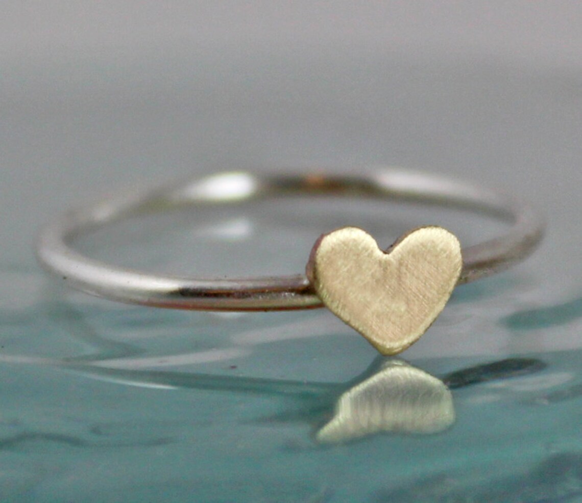 Handcut Brass Heart and Sterling Silver Ring Heart of Brass - Etsy