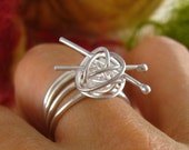 As seen in May issue of Yarnwise UK  - knit me somethin' ring - sterling silver knitting ring, gift for knitter