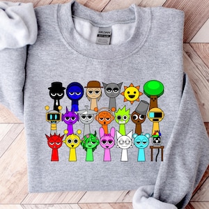 Colorful Sprunki Kids Tee, All 20 Sprunki, All Sprunki Faces, Fun Graphic T-Shirt for Kids, Gift for Birthdays, Sprunki Gifts, Boys Birthday
