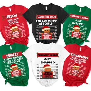 Family Christmas Shirt, Group Matching Christmas outfits, Funny Gingerbread Inmate Christmas Party Tees, Matching Family Christmas Shirts