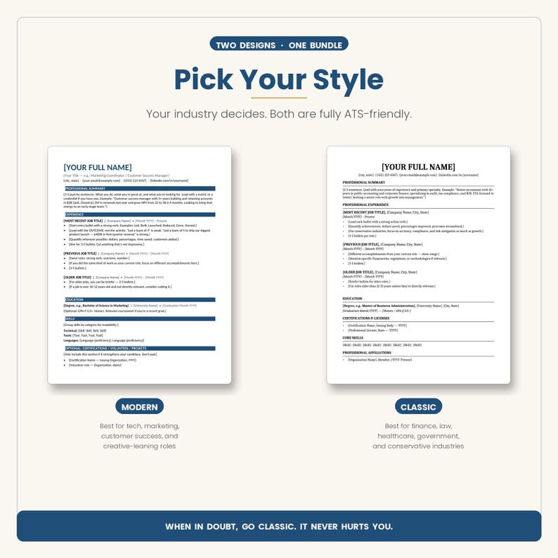 Resume Template Bundle | Modern + Classic ATS Resume, Cover Letter ...
