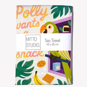 Kitchen Tea Towel Parrot Design Colorful Bird Fruit Snack Towel Gift For Foodie Kitchen Decor Polly Wants A Pantry Snack