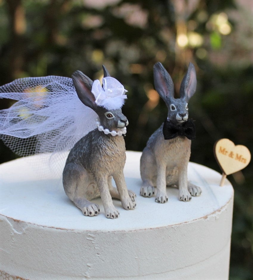 Rabbit-hare-wedding-cake Topper-animal-unique-bride-groom-funny-bunny - Etsy, image size:849x941
