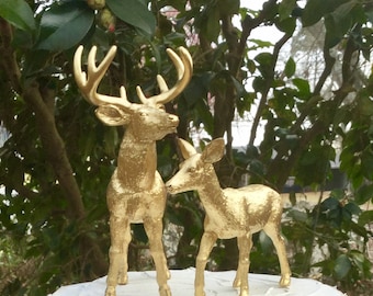 Deer Wedding Cake Topper, Larger Buck and Doe Cake Topper, Gold Deer Cake Topper,Hunting-Woodland-Forest Animal-