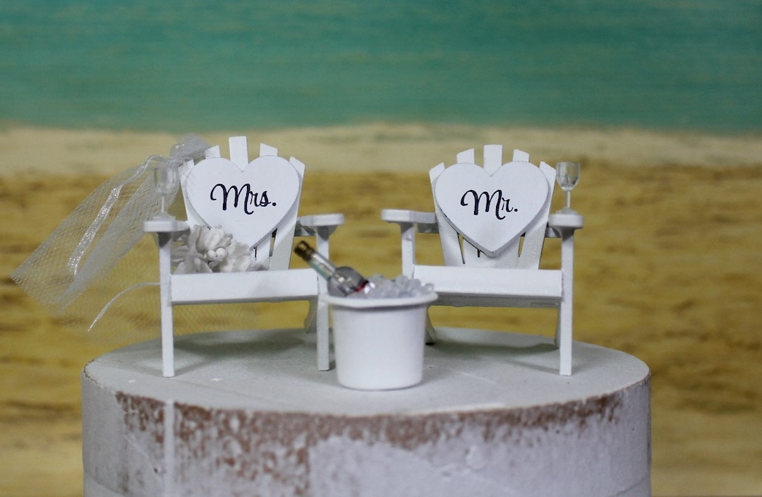 Beach Wedding Cake Topper, 6 Cake Topper, Beachbridegroomanchorstub