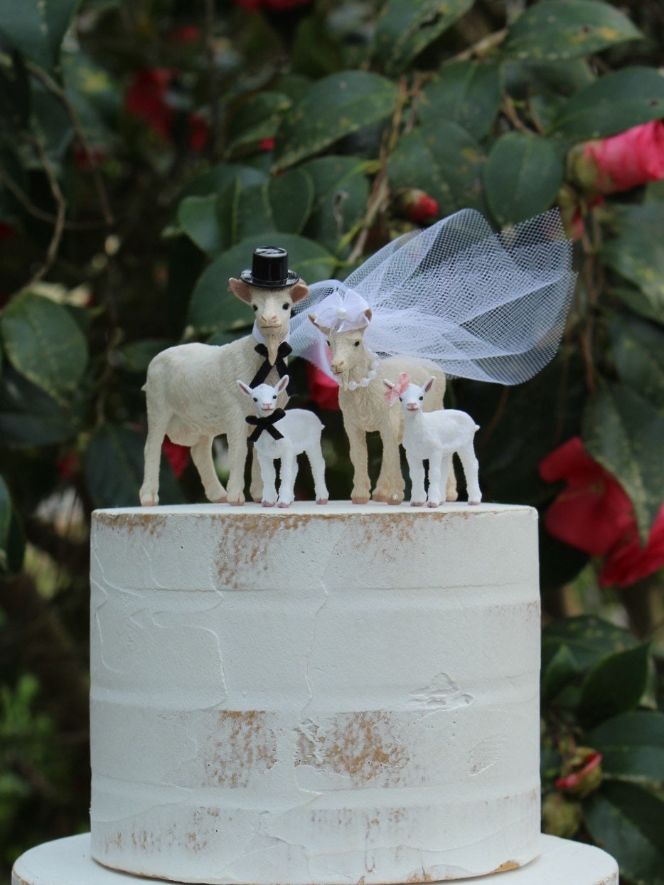 Adorno para tarta de cabra, familiar, animal, cabrito, macho cabrío, cabra  niñera, divertido, único, familia de granja, rústico, novio, novia - Etsy  México, image size:934x1244