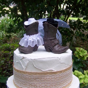 Stivale-Topper per torta rustica-Stivali da cowboy western per lui e per lei-Topper per torta nuziale-Matrimonio in fienile,