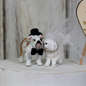Dog, Cat, Wedding Cake Topper, Bull Dog, Animal Cake Topper, Dog Lover Cake Topper, Grooms Cake, Bride, Groom