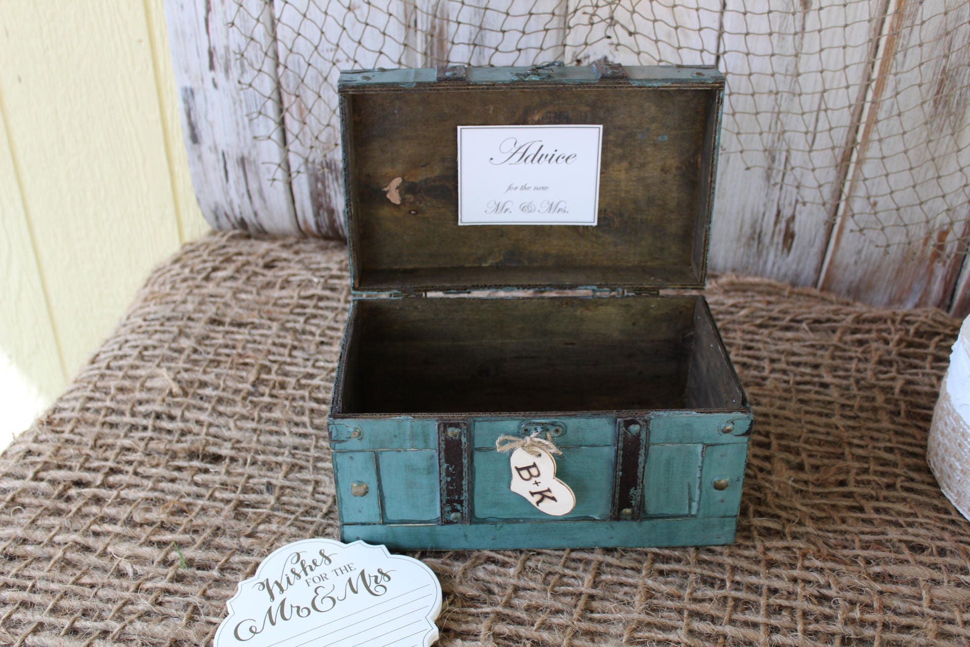 Wedding Wishes Box With Note Cards Shabby Chic Wedding Decor | Etsy
