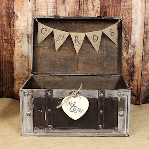 Hochzeitskartenbox mit Klappbanner-Rustikale Hochzeitskartenbox-Shabby Chic Hochzeitsdekoration, Distressed Card Box, Empfangskartenhalter,