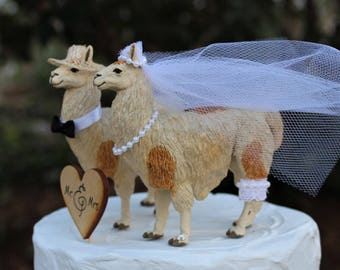 Llama Cake Topper, Animal-Farm-Funny-Wedding-Bride-Groom-Unique,Animal Cake Topper,