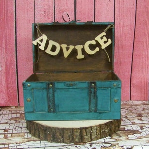 SALE-Wedding Advice Box, Turquoise Card Box, Shabby Chic Wedding Decor, Shabby Chic Advies of Card Box