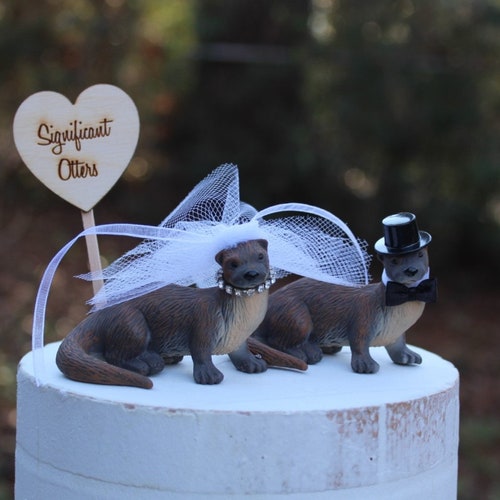 River Otter Wedding Cake Topper Bridegroomanimalwooden Etsy