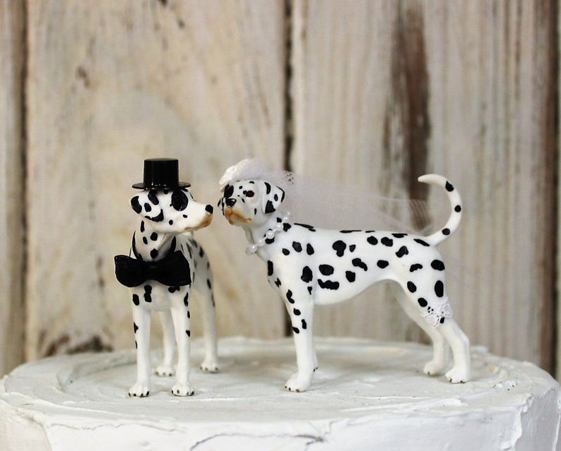 Dalmatian Wedding Cake Topper, Fireman Dog Cake Topper, Grooms Cake, Mans Best Friend Cake Topper, Animal Cake Topper image 1