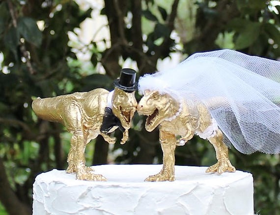 Dinosaur Cake Topper-Animal Wedding Cake Topper-T-Rex Cake Topper-Prehistoric-Animal Cake TopperWedding Topper