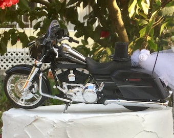 Motorcycle Cake Topper, Harley Davidson 2015 Street Glide Black, Motorcycle Birthday Cake TopperWedding Cake Topper, Harley Cake Topper