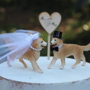 Golden Retriever-Dog-Bride-Groom-Wedding-Animal-Cake Topper-4 inch-6 inch-unique- Groom&#39;s cake topper