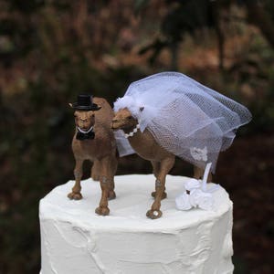 Topper per torta a forma di cammello, matrimonio, animale, sposa, sposo, deserto, unico, divertente, cammello