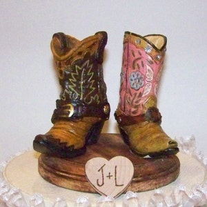 Rustic Wedding Cake Topper-His and Her Western Cowboy Boots