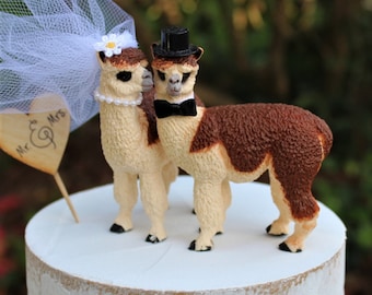 Alpaca Cake Topper, Llama, Animal, Bride, Groom, Farm, Unique,