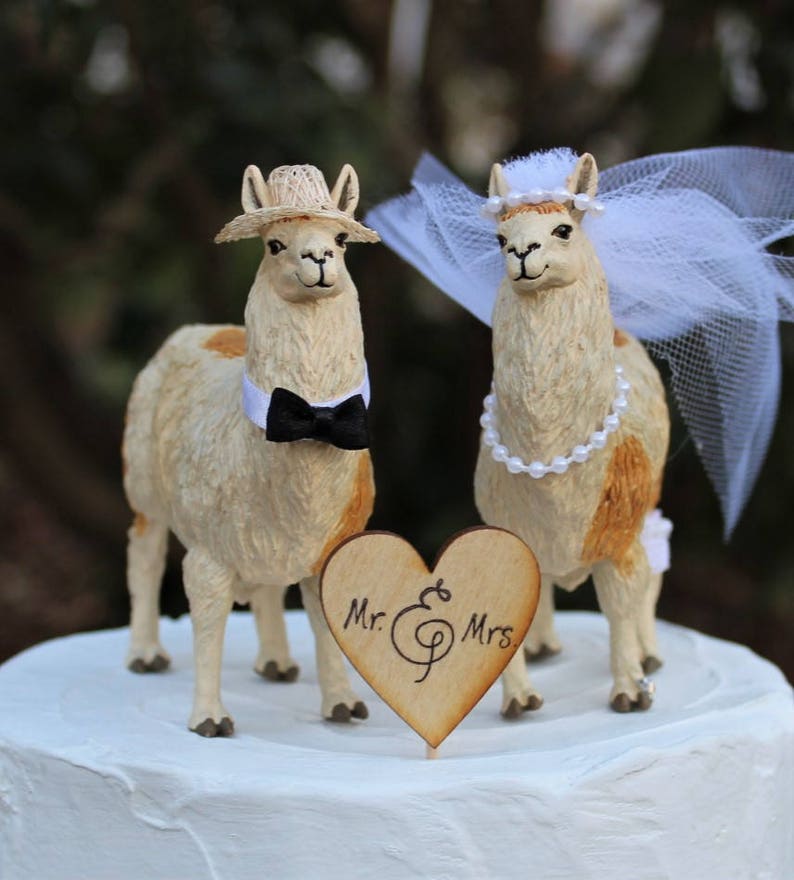 Llama Cake Topper, Animal-Farm-Funny-Wedding-Bride-Groom-Unique image 2
