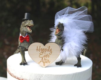 Dinosaur-Wedding- Cake Topper-T-Rex-Prehistoric-Animal-Wedding Topper-Bride-Groom-Funny