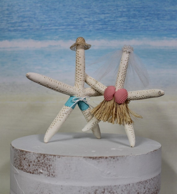 Beach Wedding Cake Topper Starfish Sea Ocean Handpainted Etsy