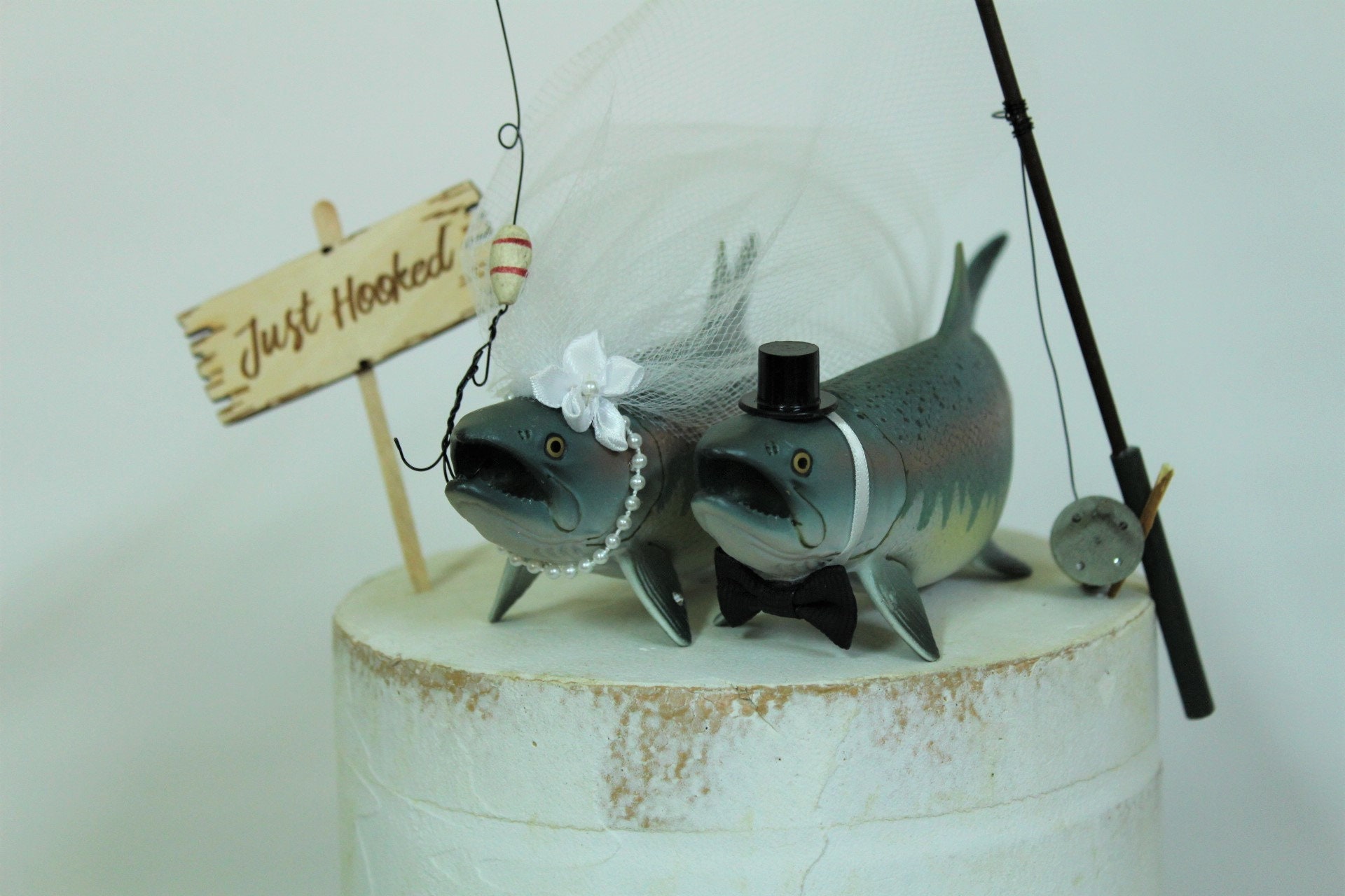 Trout-fish-wedding-rainbow-fishing Pole-bride-groom-fisherman-groom's Cake  Topper-just Hooked -  Israel