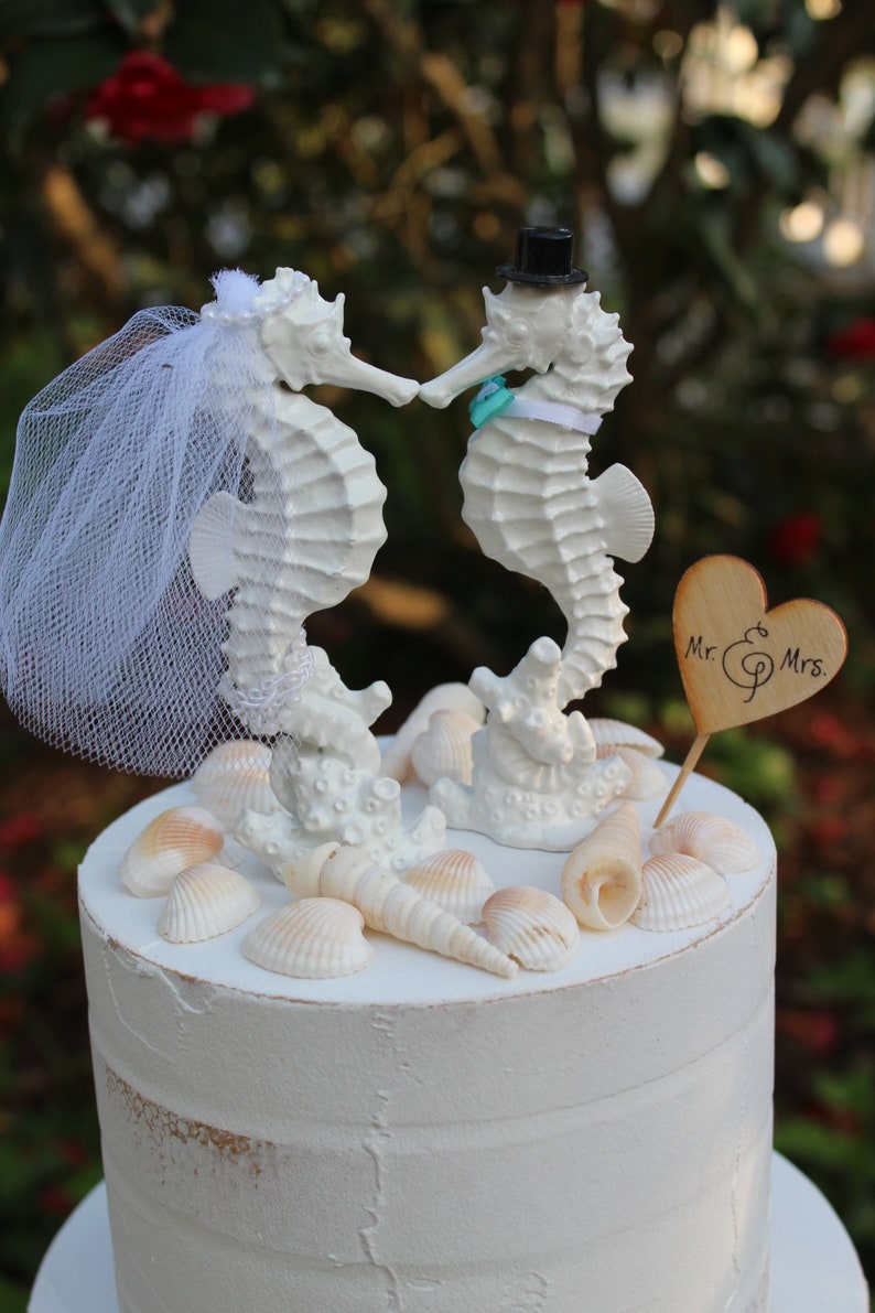 Seahorse Wedding Cake Topper Beach Family Cake Topper Etsy