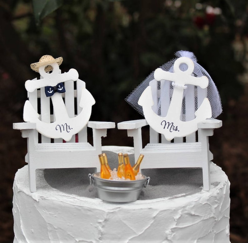 Beach Wedding Cake Topper Adirondack Cake Topper Etsy