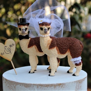 Alpaca Cake Topper, Llama, Animal, Bride, Groom, Farm, Unique,