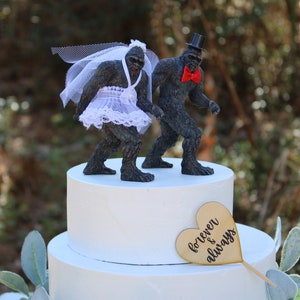 Bigfoot, Cake topper, Bride, Groom, animal, funny, unique, wedding, legend, Big foot animal