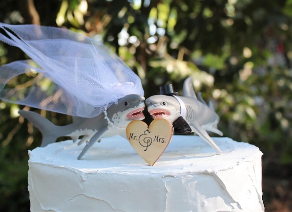 Shark Wedding Cake Topper Great White Shark Cake Topper Etsy