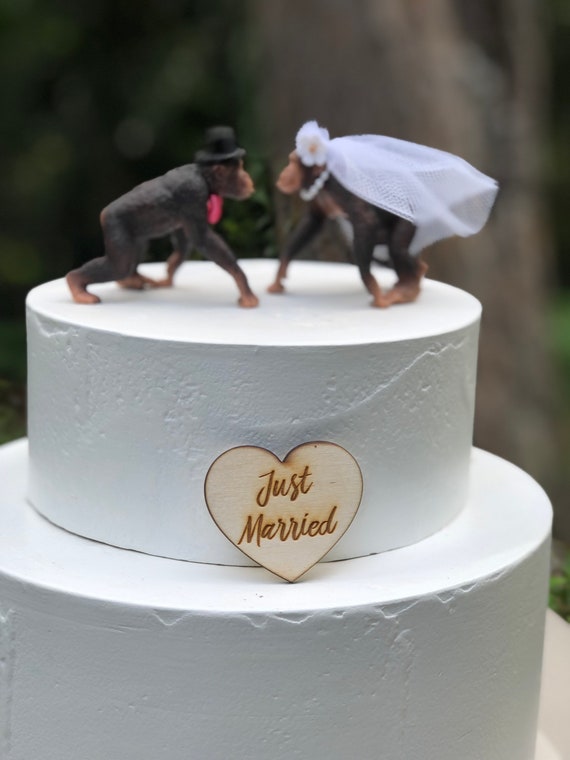 Chimpanzee-Monkey-Wedding-Cake Topper-Bride-Groom-Safari-Unique