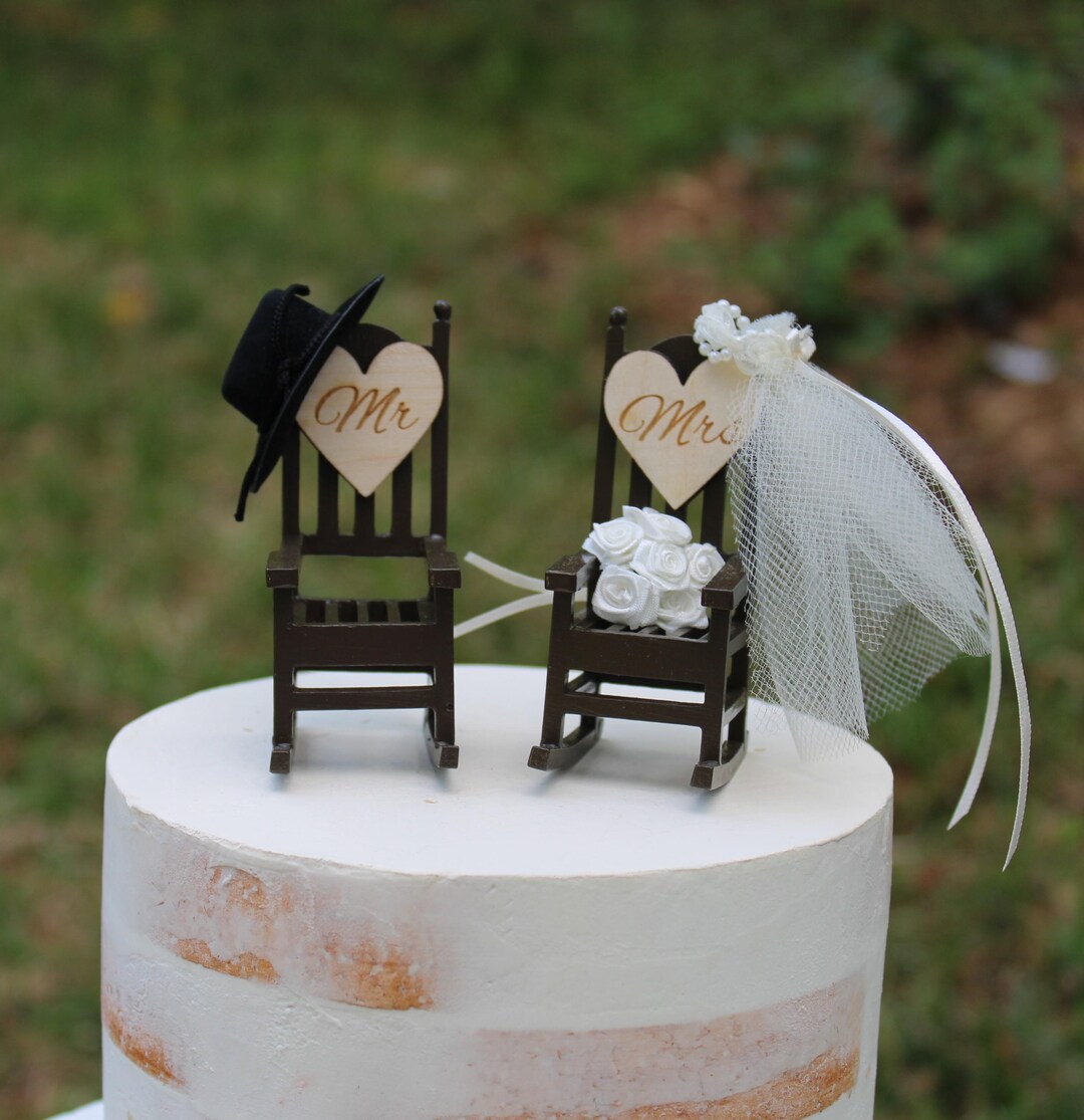 Wedding, Cake Topper, Bride, Groom, Rocking Chairs, Unique, Mr & Mrs - Etsy