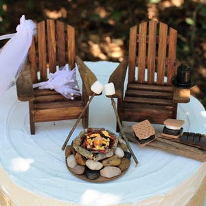 Adirondack chairs, 3 options to choose from, camping, cake topper, wedding, unique, S’more, marshmallows, campfire